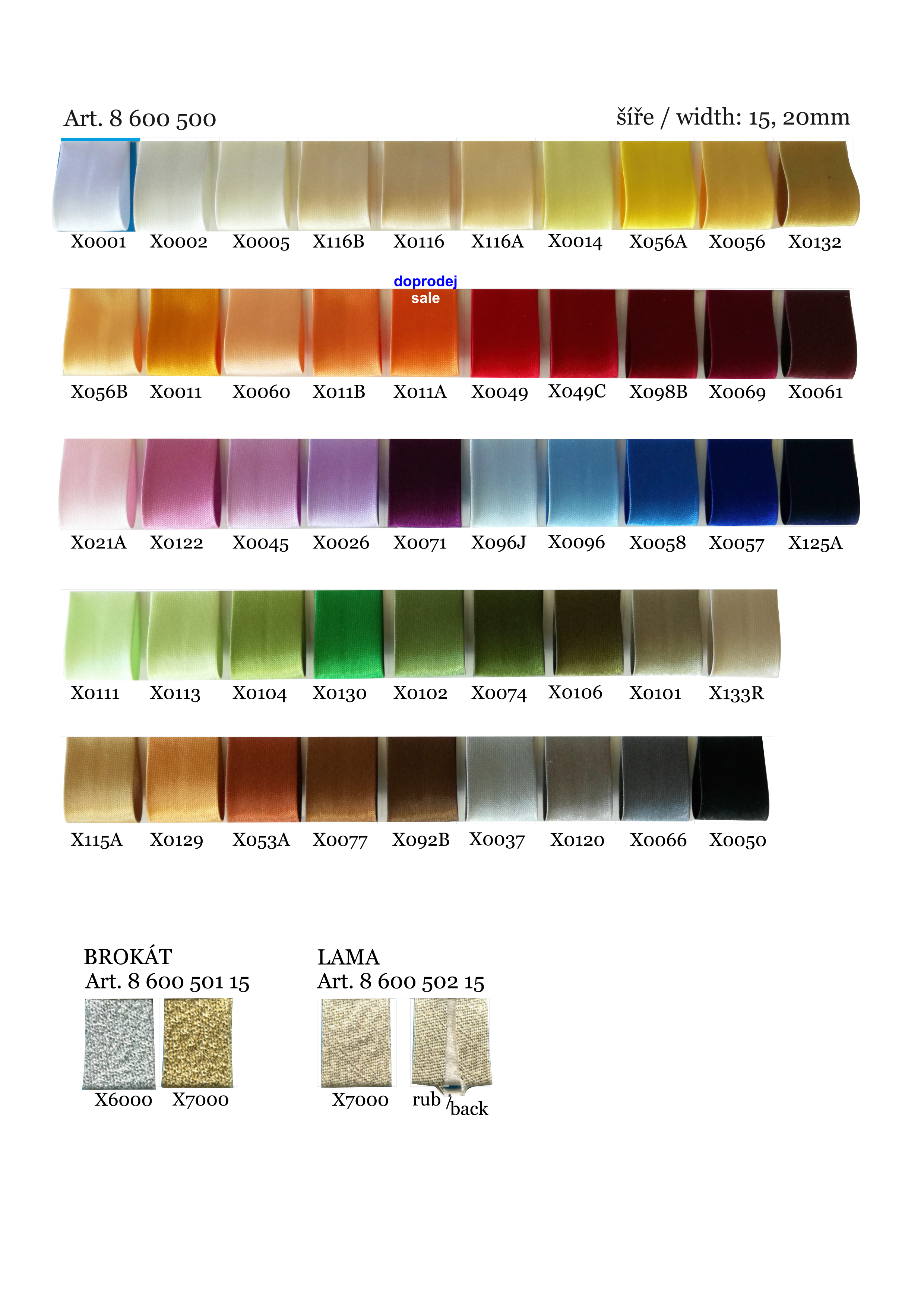 X0071 Šikmý proužek saténový 15mm - Oeko-tex standard 100