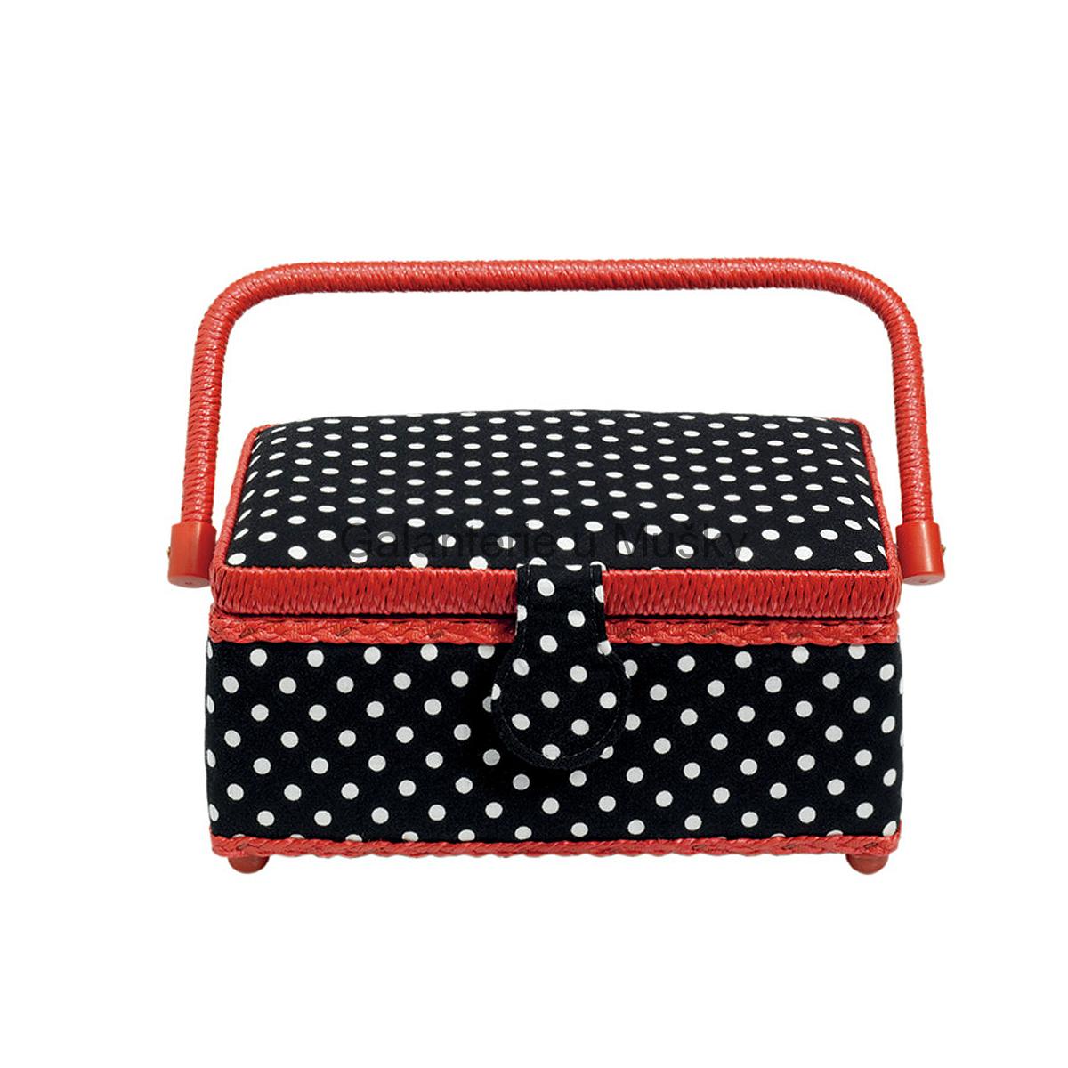 Kazeta na šití S Polka - černá s puntíky PRYM