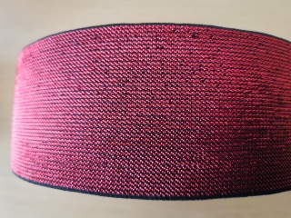 Pruženka tkaná černá s metalickou červenou nití 50mm