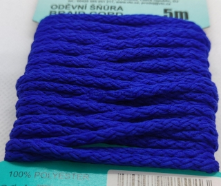 Šňůra oděvní PES 4 mm - karta 5 m - 24-4657 - královská modrá