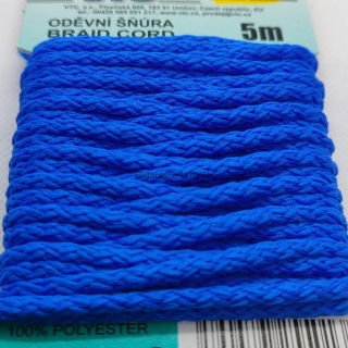 Šňůra oděvní PES 4 mm - karta 5 m - 29-4966 - letní modř