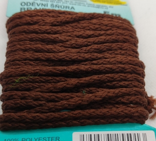 Šňůra oděvní PES 4 mm - karta 5 m - 46-7828 - čokoládová